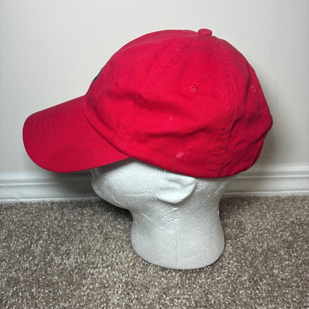 Polo Ralph Lauren Hat OSFA Red Adjustable Buckle Strap Preppy Cotton Ball Cap - Picture 2 of 8